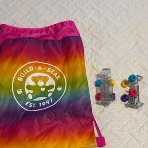 Build-A-Bear Multicolor Drawstring Bag & Roller Skates adjustable